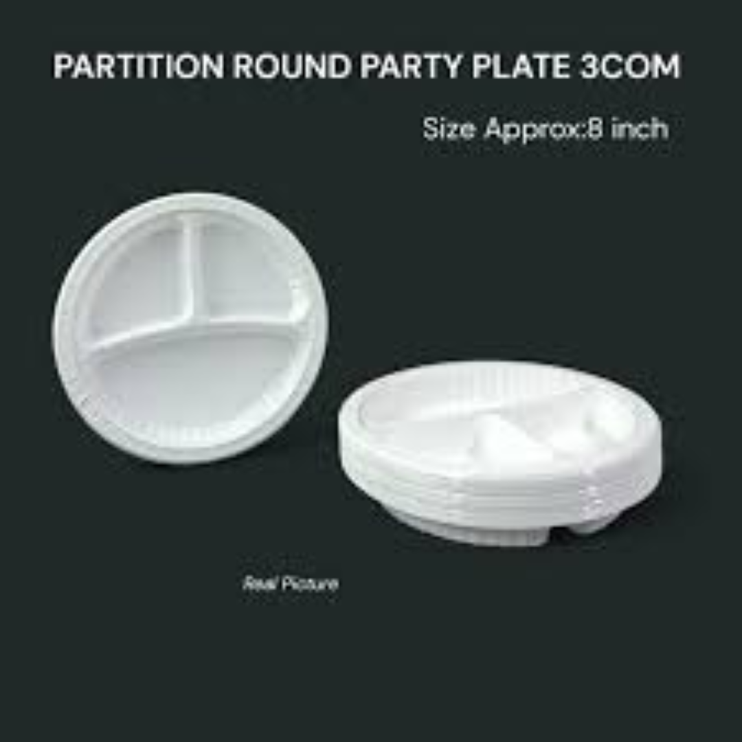 THERMOPAK 8  3 PARTITIONED WHITE PLATE